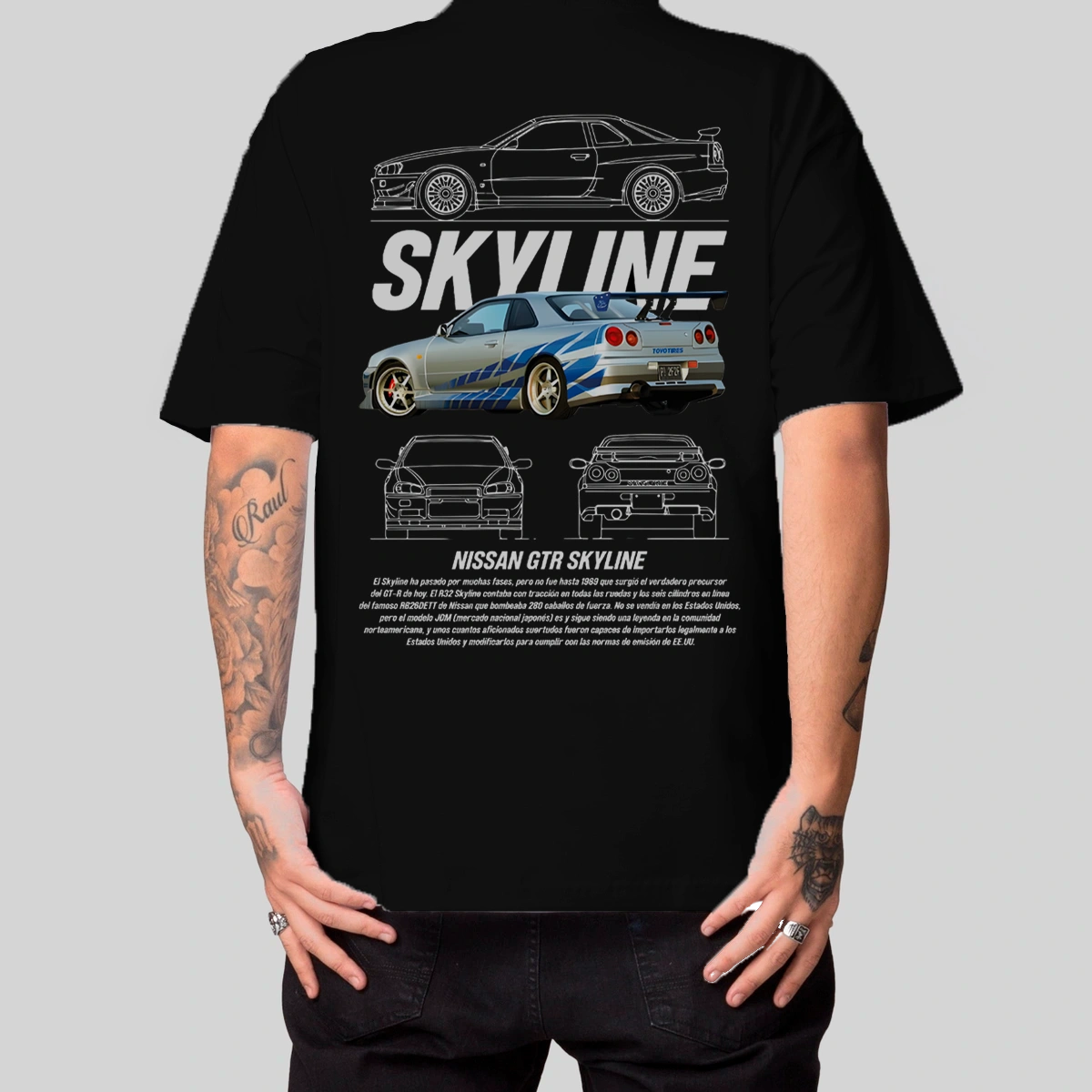 Camiseta Masculina Oversized Skyline R34