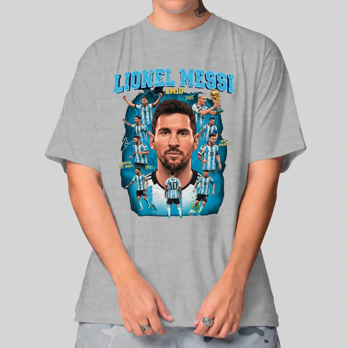Camiseta Masculina Oversized Messi Argentina - Imagem 15