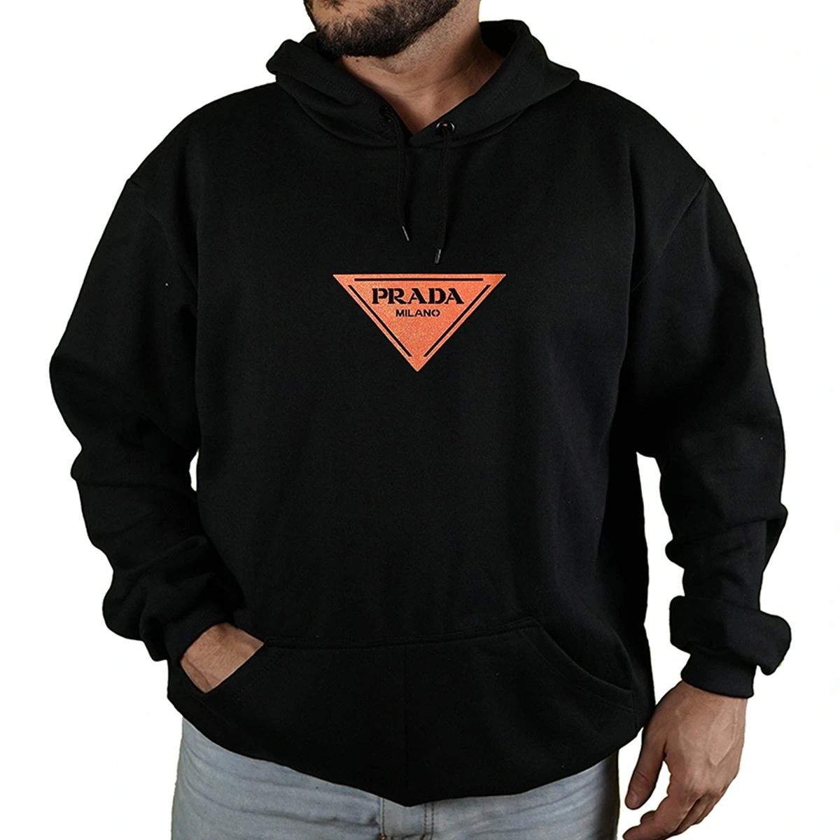 Blusa Moletom Prada Milano Triangle Com Capuz Premium