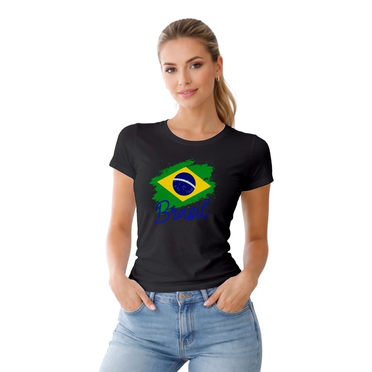 Camisa Feminina Baby Look Bandeira Brasil - Imagem 11