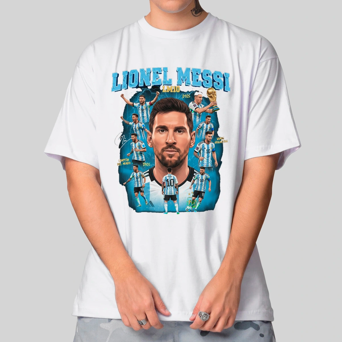 Camiseta Masculina Oversized Messi Argentina - Imagem 12