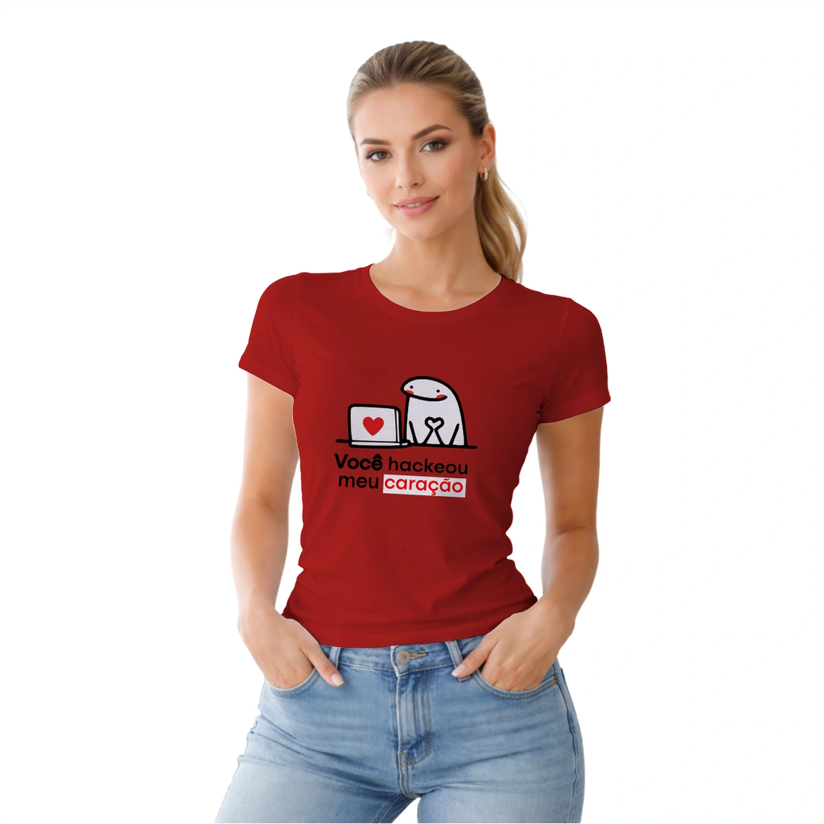 Camisa Feminina Baby Look Dia dos Namorados Você Hackeou Meu Coração - Imagem 7