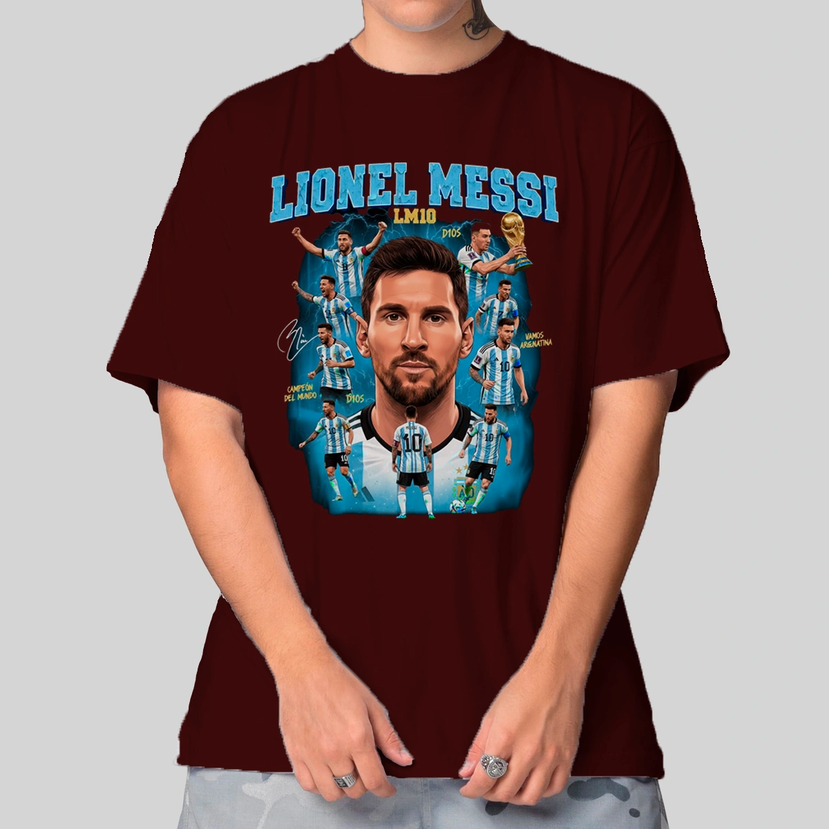 Camiseta Masculina Oversized Messi Argentina - Imagem 10