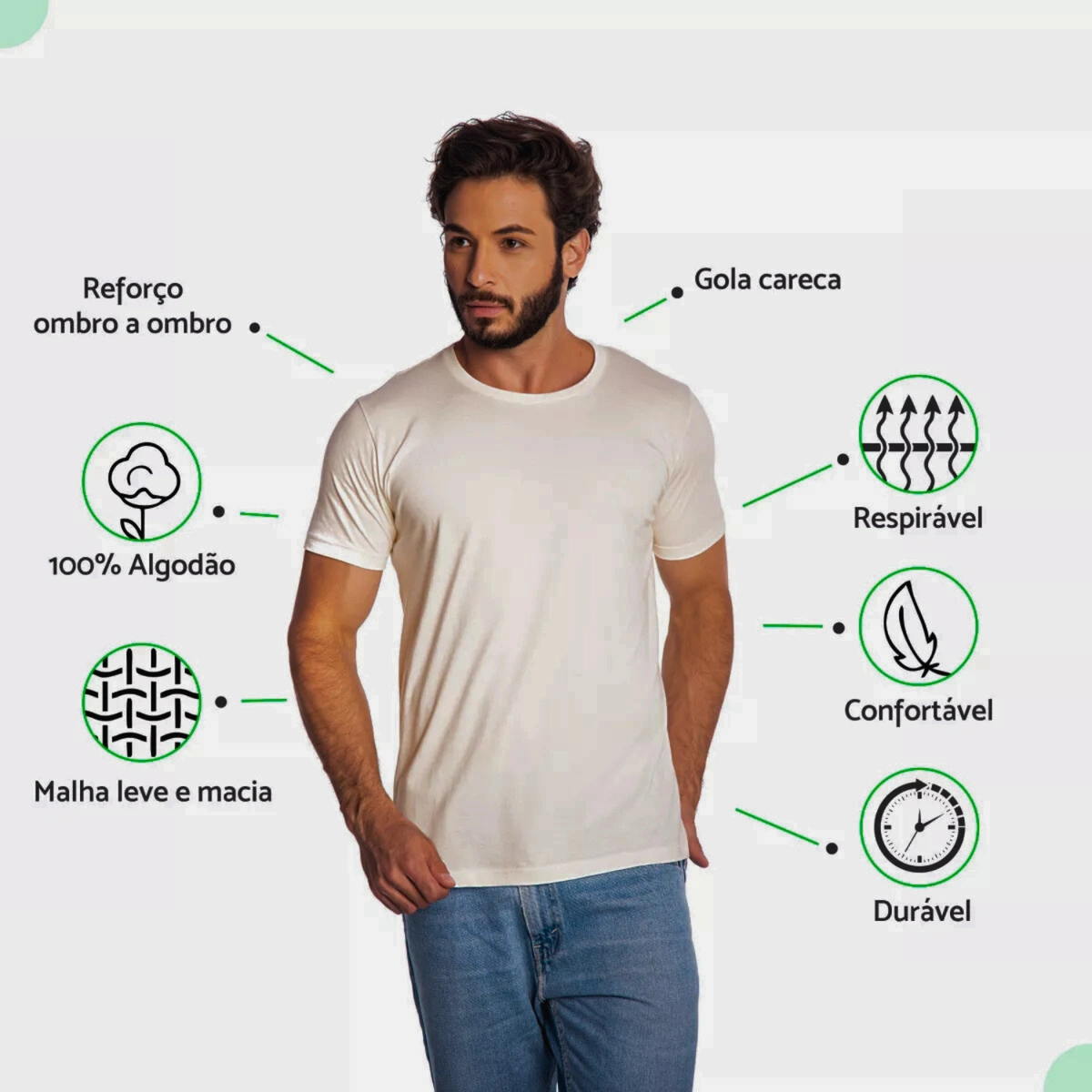 Kit 10 Camisas Masculina Lisa Algodão Premium Abuzze - Imagem 2