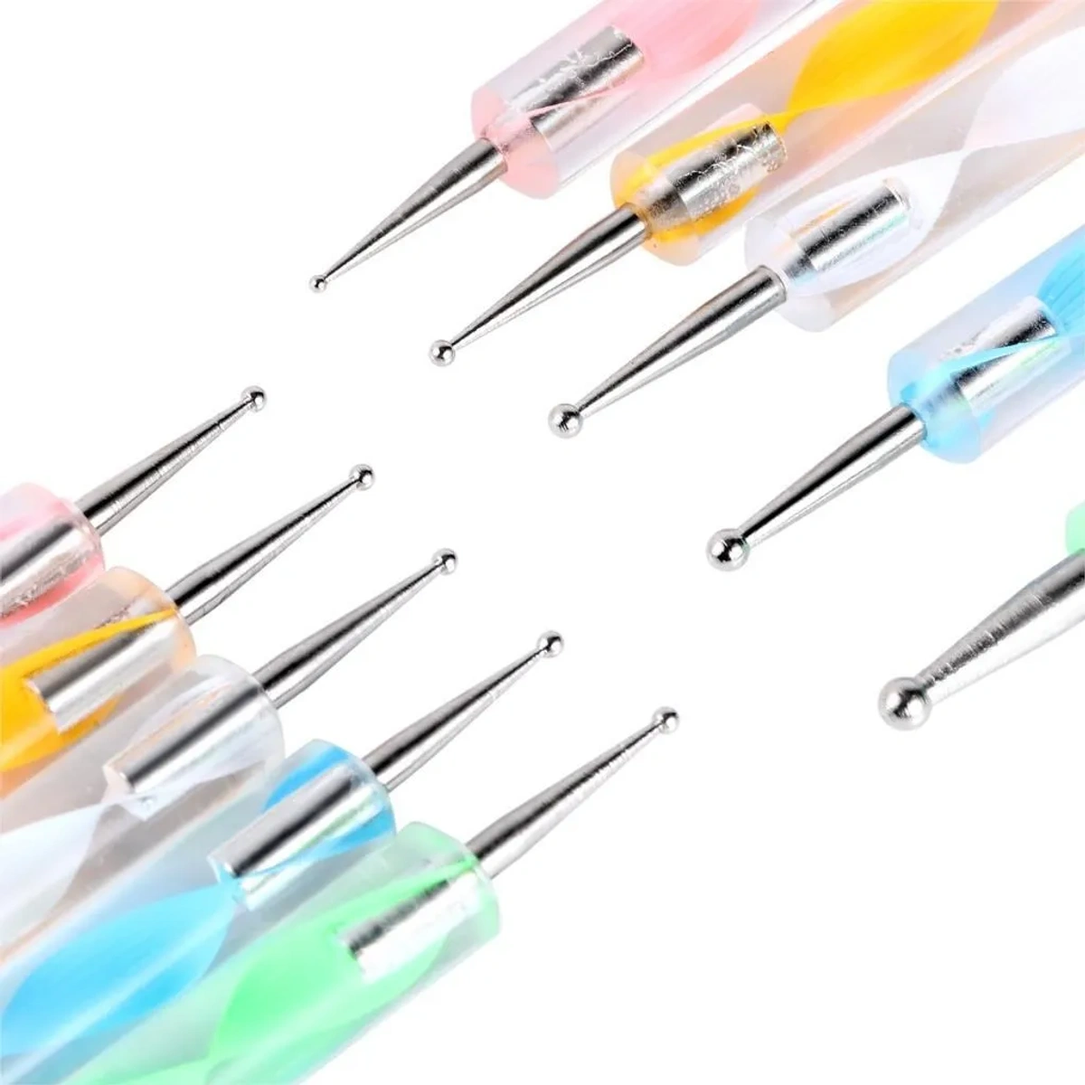 Kit Boleador 5 Pinceis Ponta Dupla Decoração Unha Nail Arts - Imagem 2