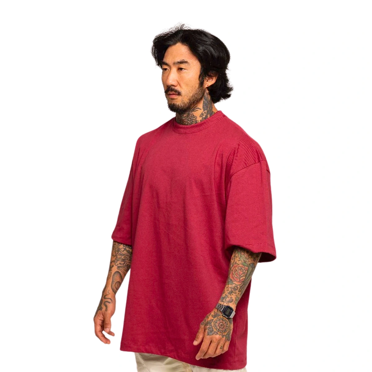 Camiseta Masculina Oversized Básica 100% Algodão Premium Alta Qualidade - Imagem 33