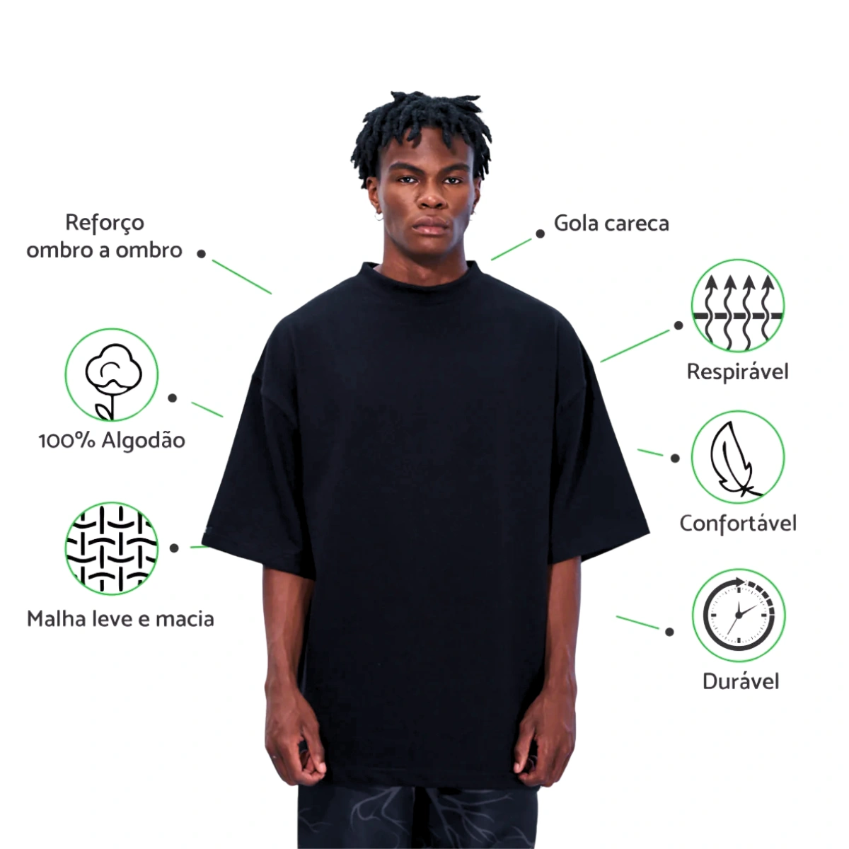Camiseta Masculina Oversized Básica 100% Algodão Premium Alta Qualidade - Imagem 2