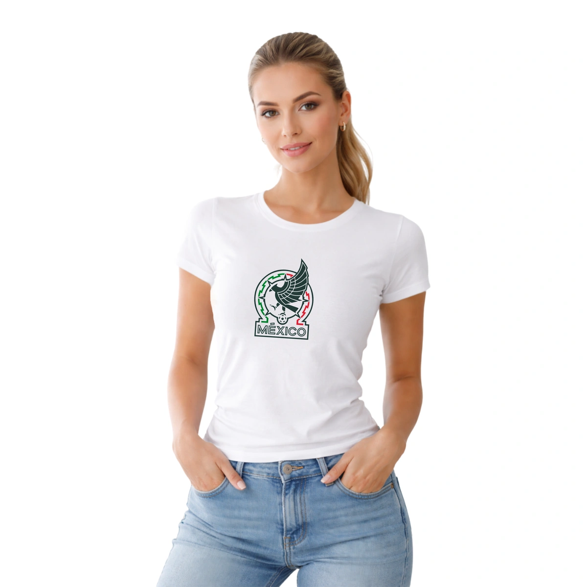 Camisa Feminina Baby Look Escudo México - Imagem 4