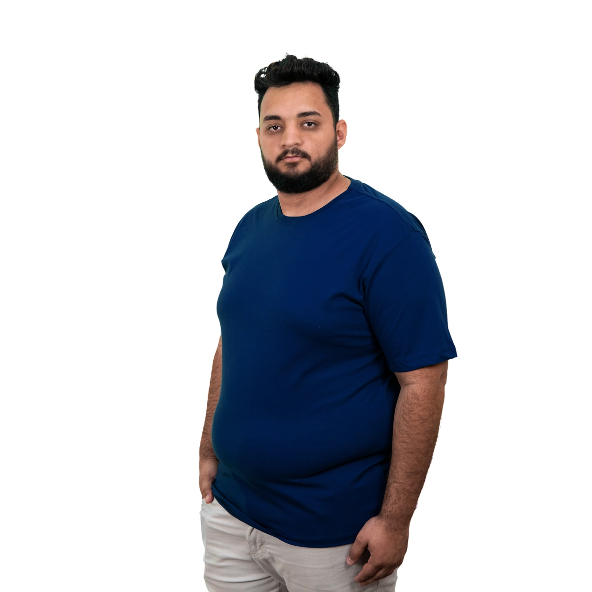 Kit 4 Camisas Plus Size Masculina Lisa Algodão Premium - Imagem 7