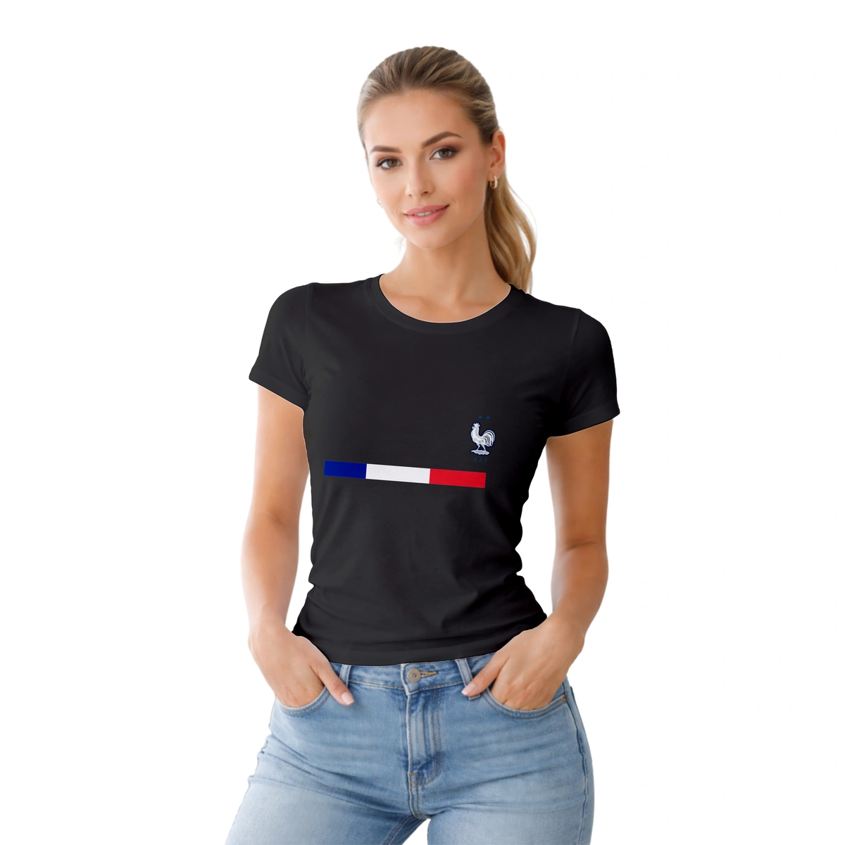 Camisa Feminina Baby Look Seleção Francessa - Imagem 3