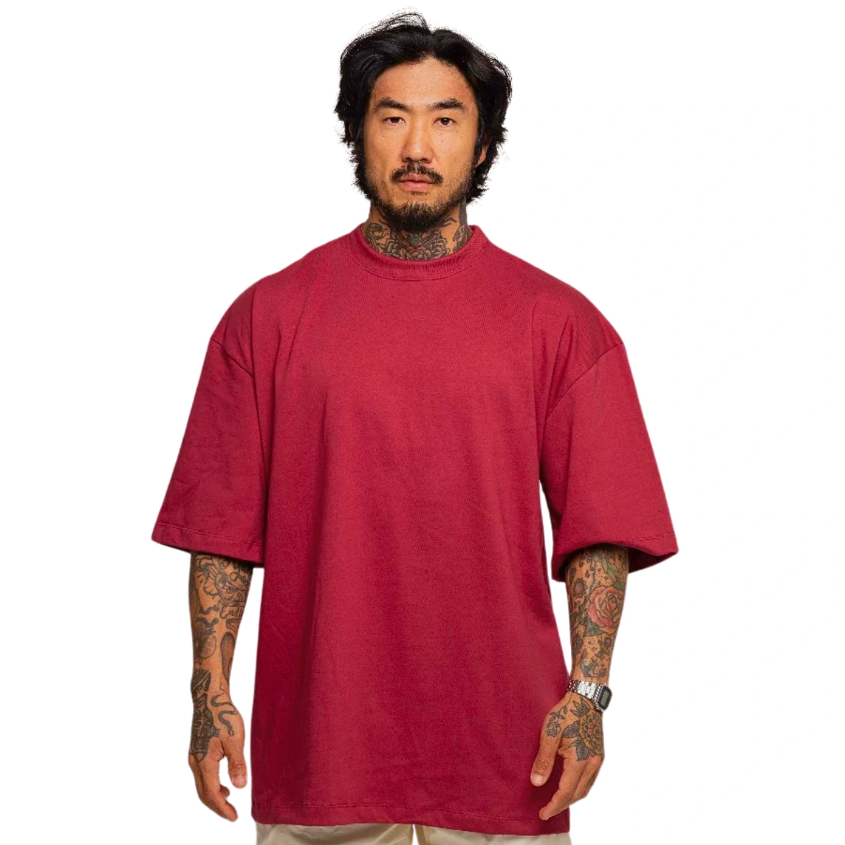 Camiseta Masculina Oversized Básica 100% Algodão Premium Alta Qualidade - Imagem 29