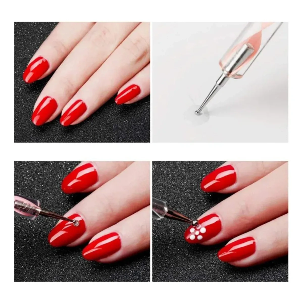 Kit Boleador 5 Pinceis Ponta Dupla Decoração Unha Nail Arts - Imagem 4