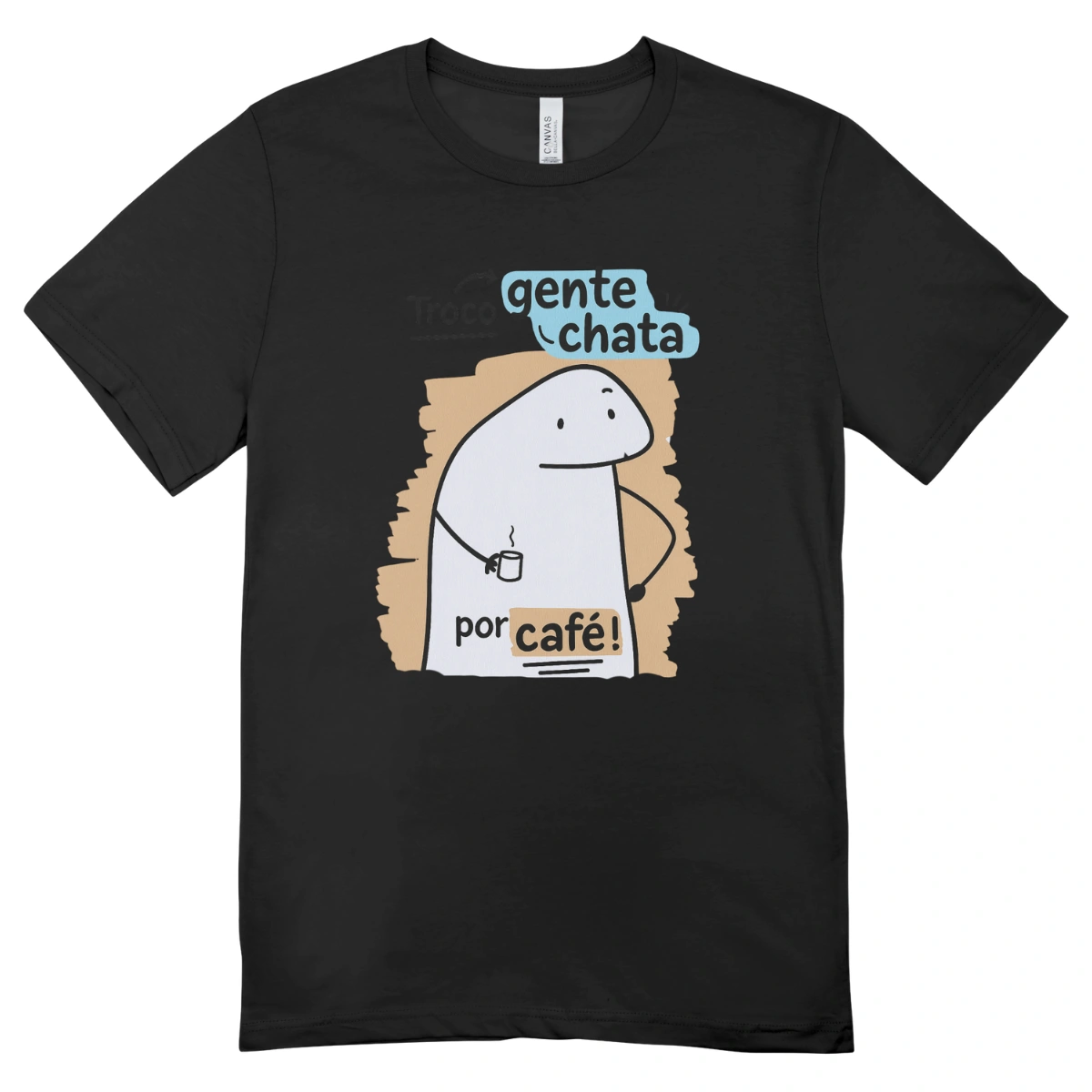 Camisa Feminina Baby Look Troco Gente Chata Por Cafe - Imagem 3