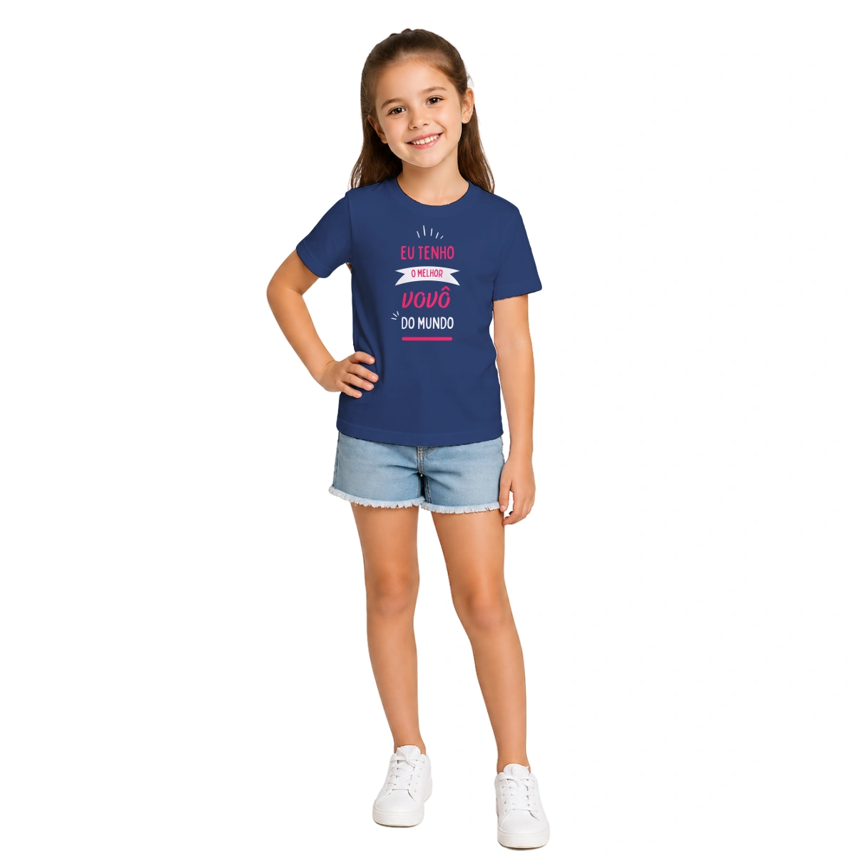 Camiseta Infantil Menina Dia dos Avós Eu Tenho o Melhor Vovô do Mundo - Imagem 6