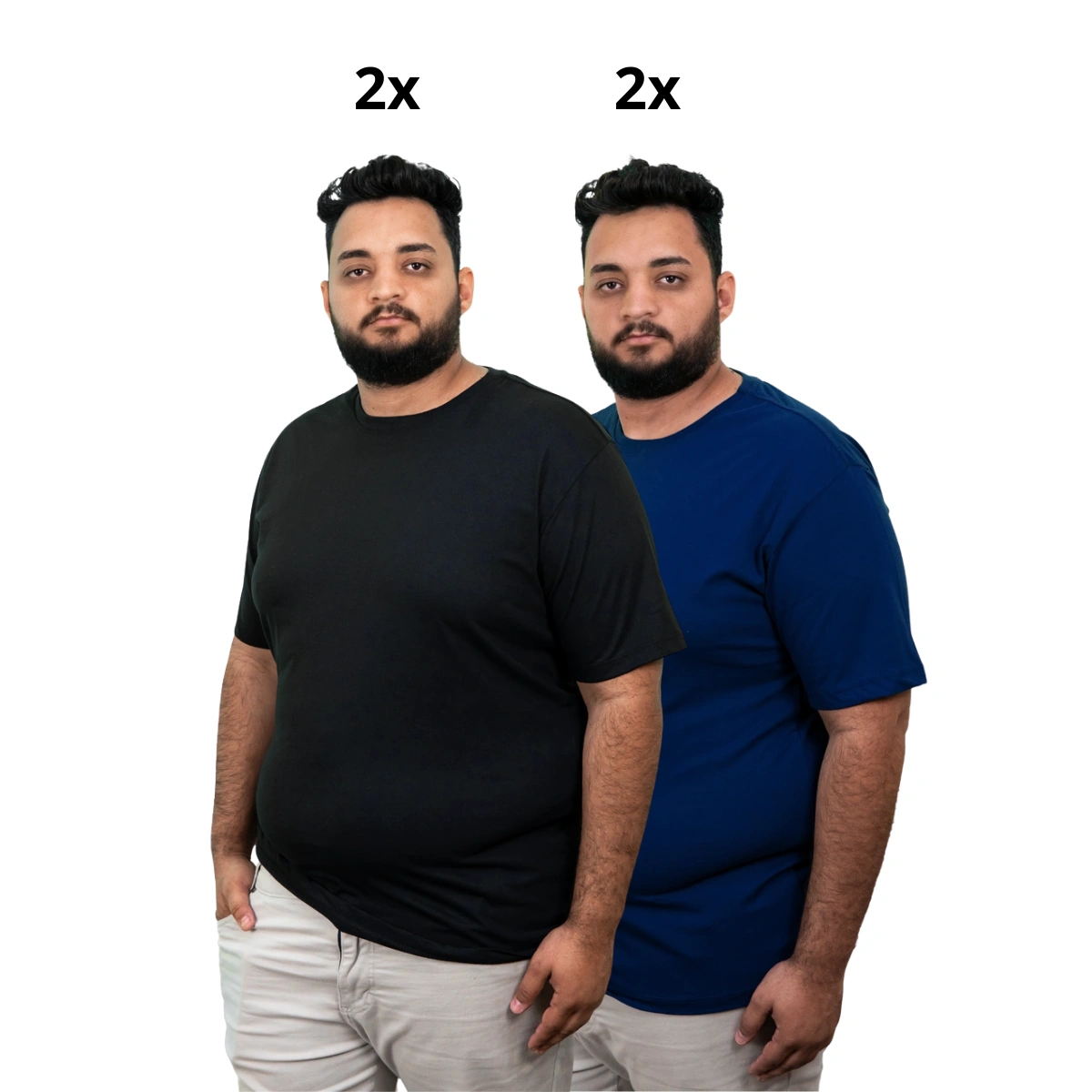 Kit 4 Camisas Plus Size Masculina Lisa Algodão Premium - Imagem 20