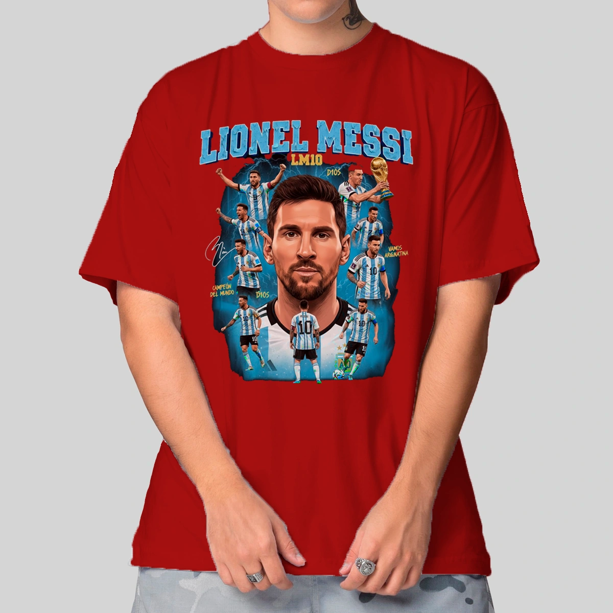Camiseta Masculina Oversized Messi Argentina - Imagem 7