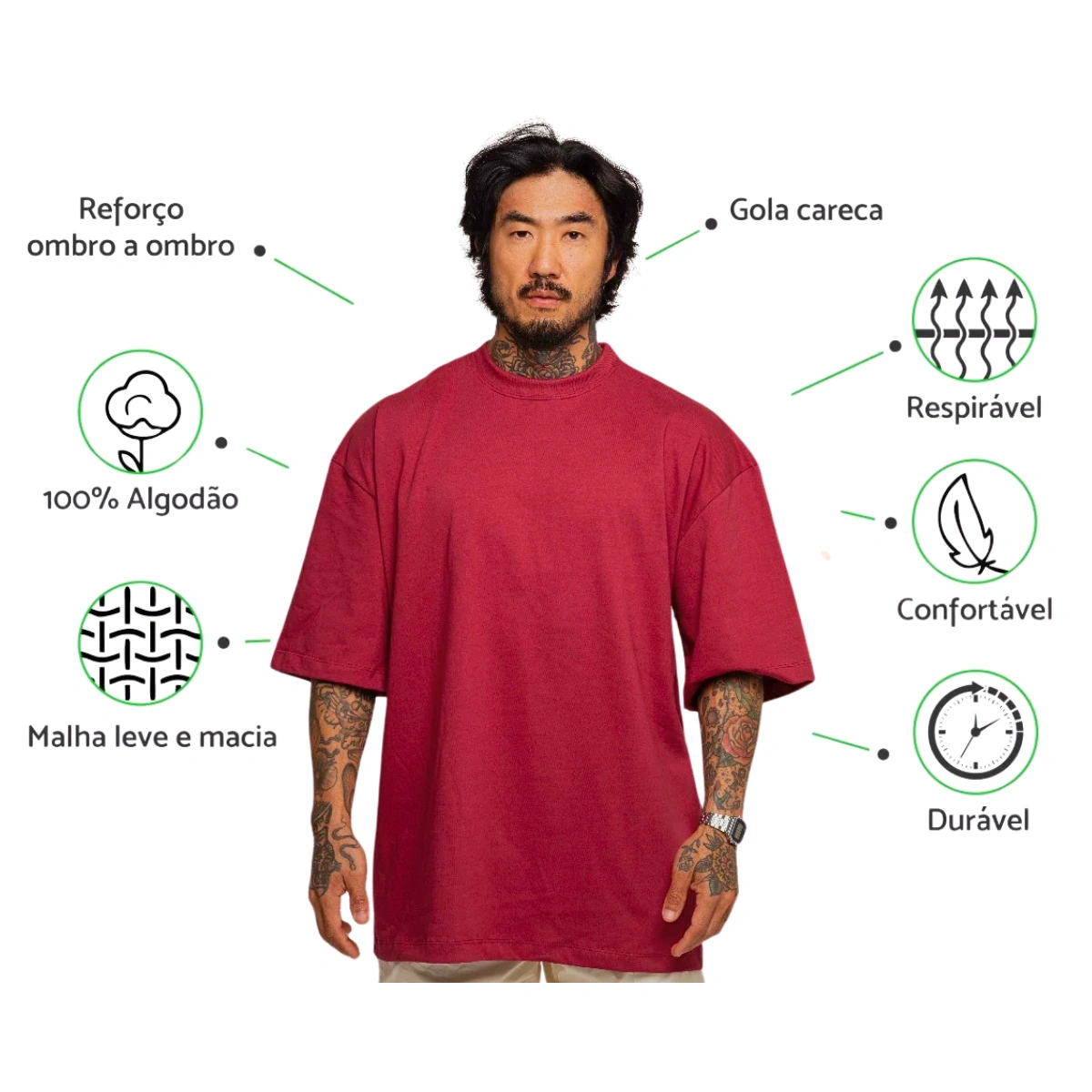 Camiseta Masculina Oversized Básica 100% Algodão Premium Alta Qualidade - Imagem 30