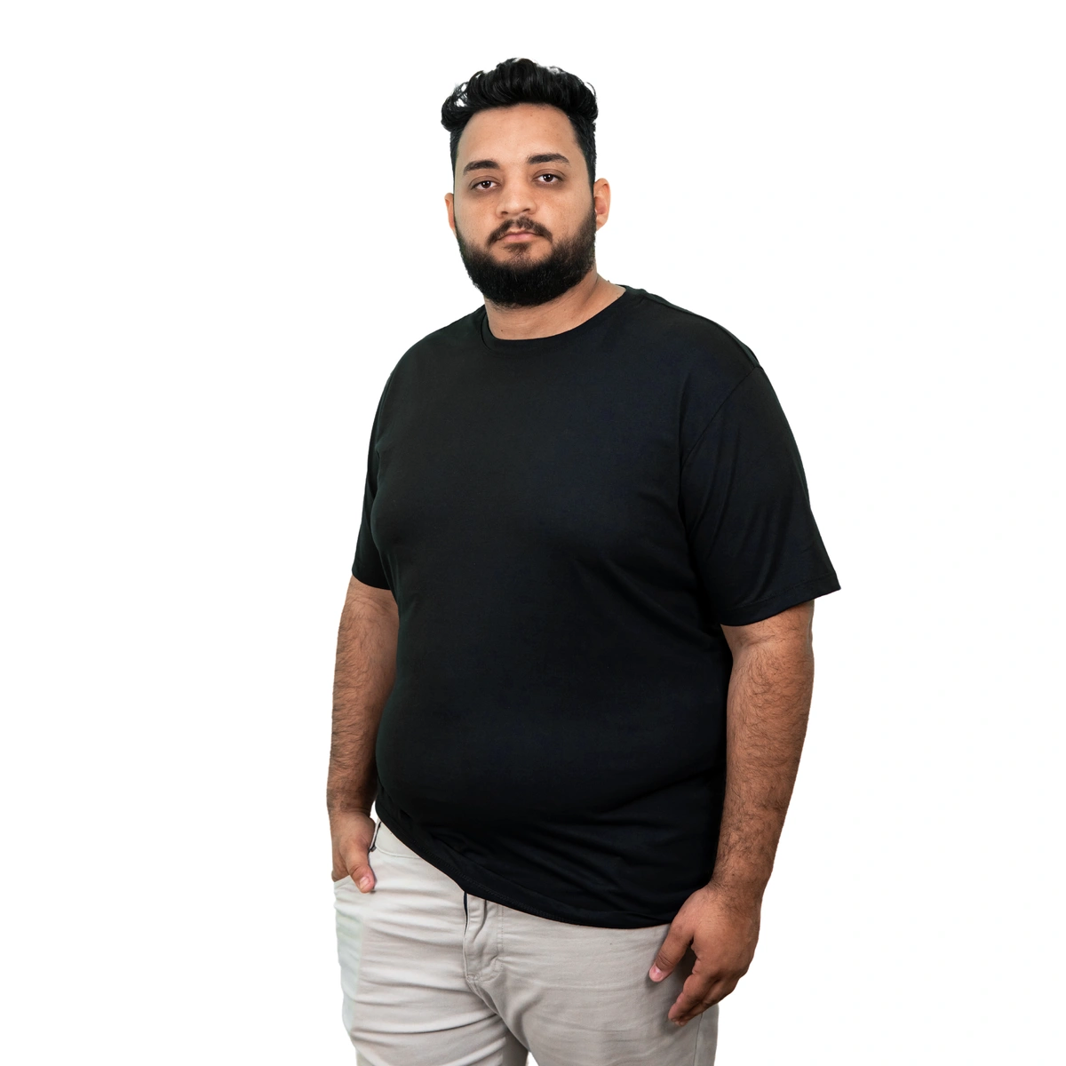 Kit 4 Camisas Plus Size Masculina Lisa Algodão Premium - Imagem 3
