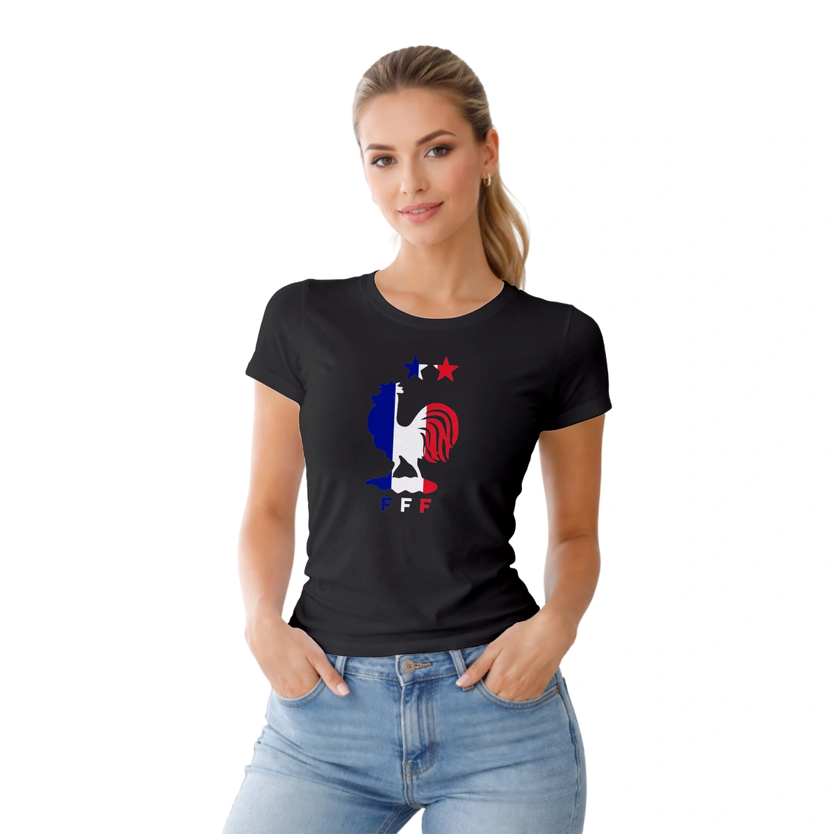 Camisa Feminina Baby Look Galo França - Imagem 3