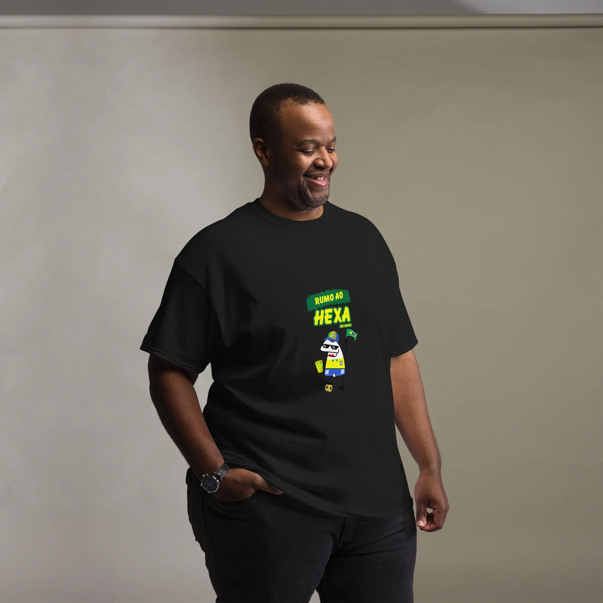 Camiseta Masculina Plus Size Meme Brasil Rumo ao Hexa