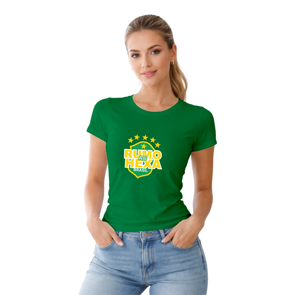 Camisa Feminina Baby Look Rumo ao Hexa Brasil - Imagem 3