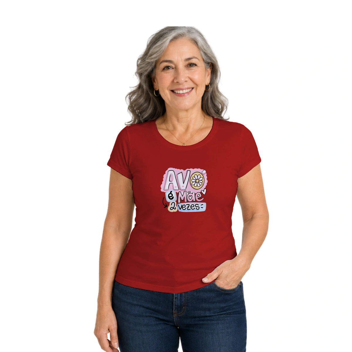 Camisa Feminina Baby Look Dia dos Avós Avó é Mãe 2 Vezes - Imagem 6