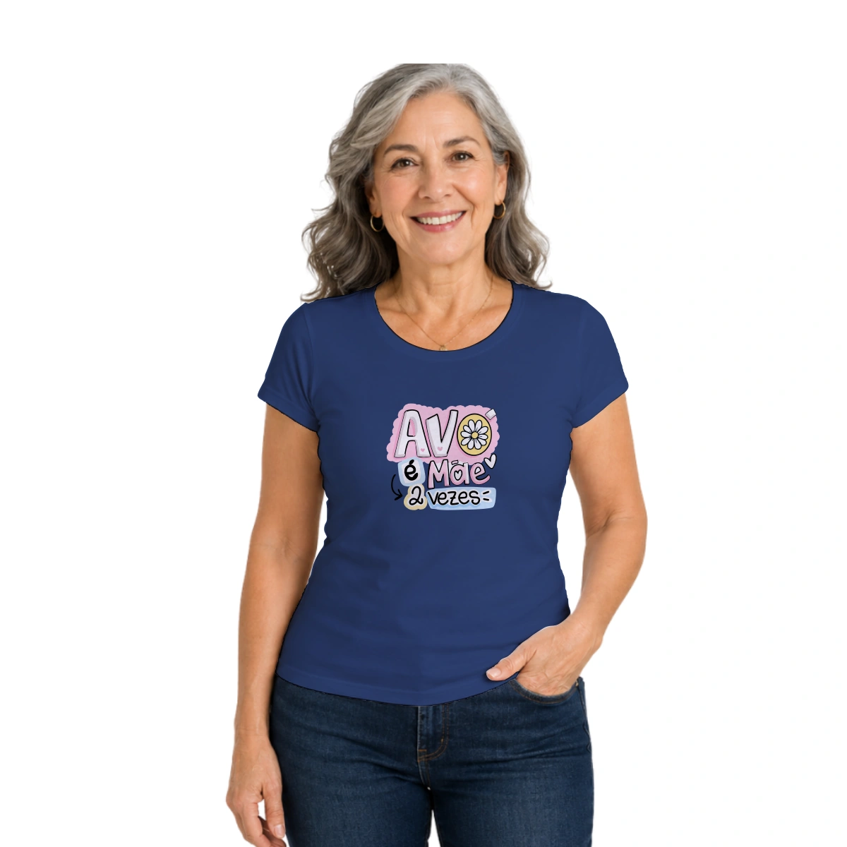 Camisa Feminina Baby Look Dia dos Avós Avó é Mãe 2 Vezes - Imagem 12