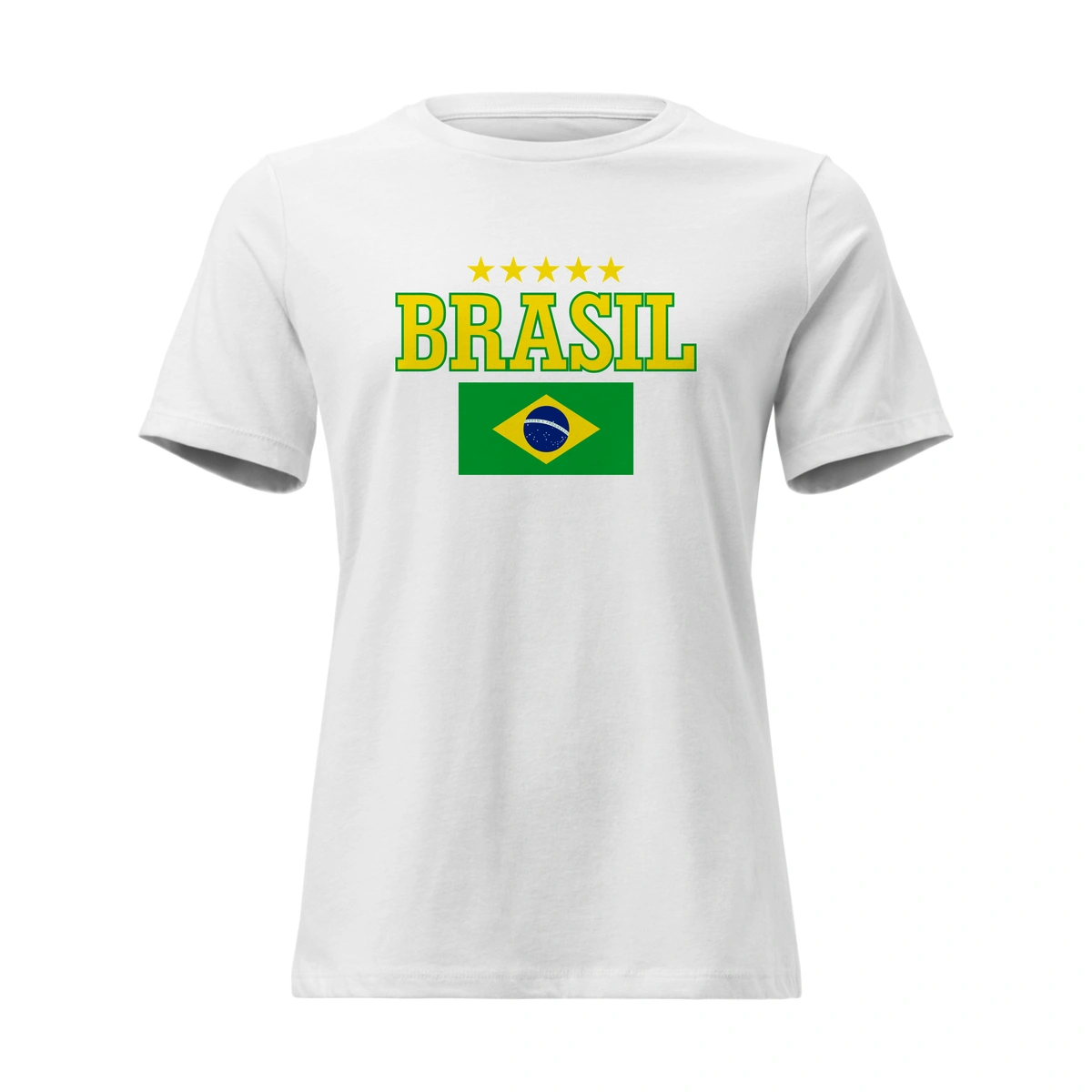 Camisa Feminina Baby Look Brasil Bandeira e Estrela