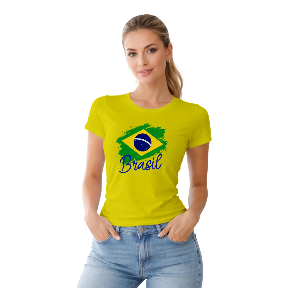 Camisa Feminina Baby Look Bandeira Brasil - Imagem 7