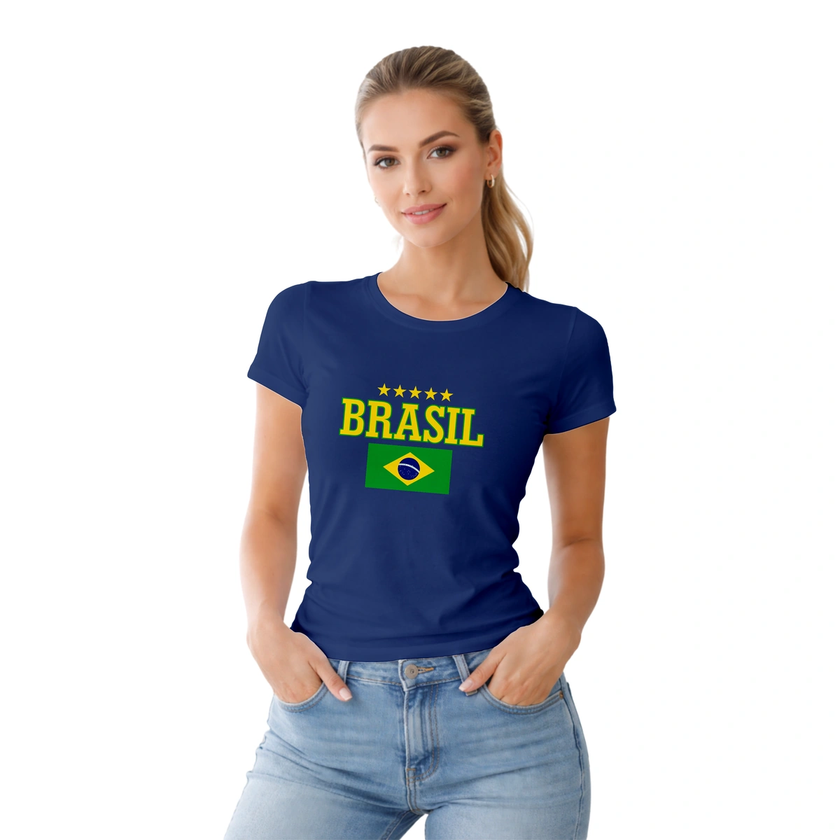 Camisa Feminina Baby Look Brasil Bandeira e Estrela - Imagem 13