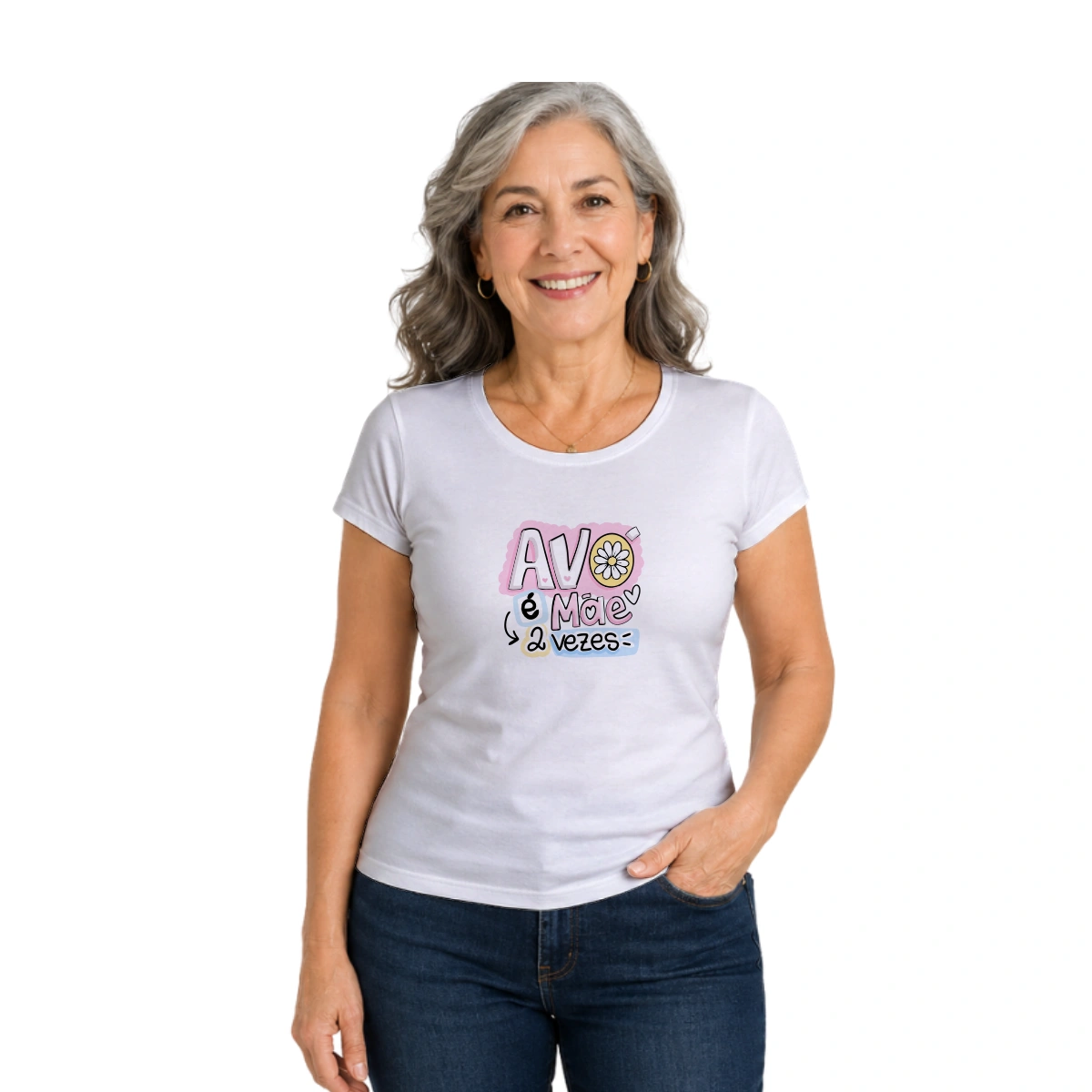 Camisa Feminina Baby Look Dia dos Avós Avó é Mãe 2 Vezes - Imagem 3