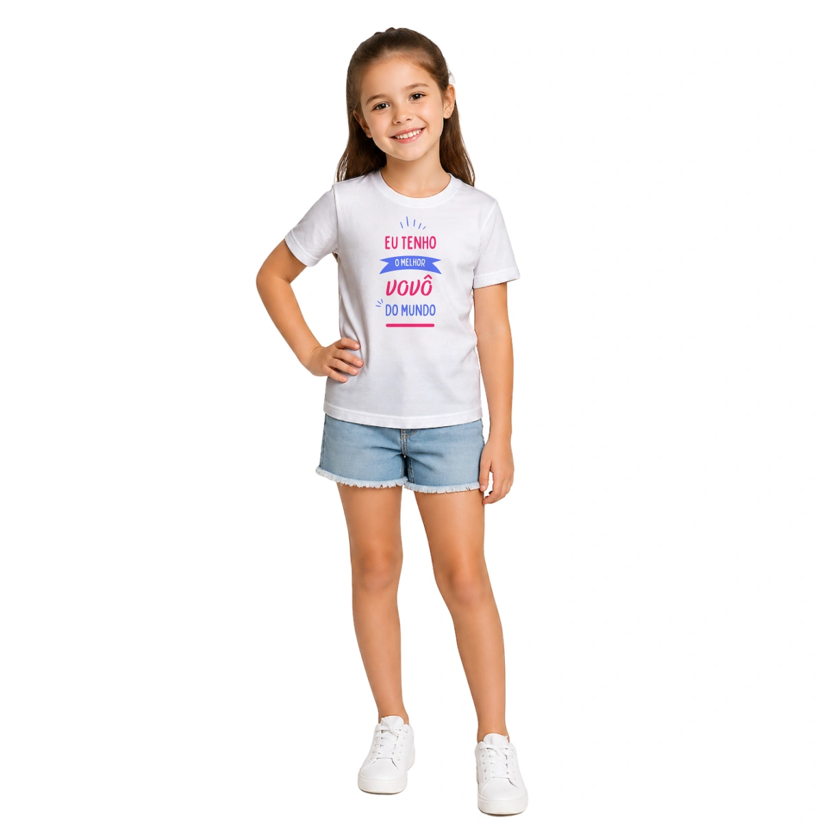 Camiseta Infantil Menina Dia dos Avós Eu Tenho o Melhor Vovô do Mundo - Imagem 3