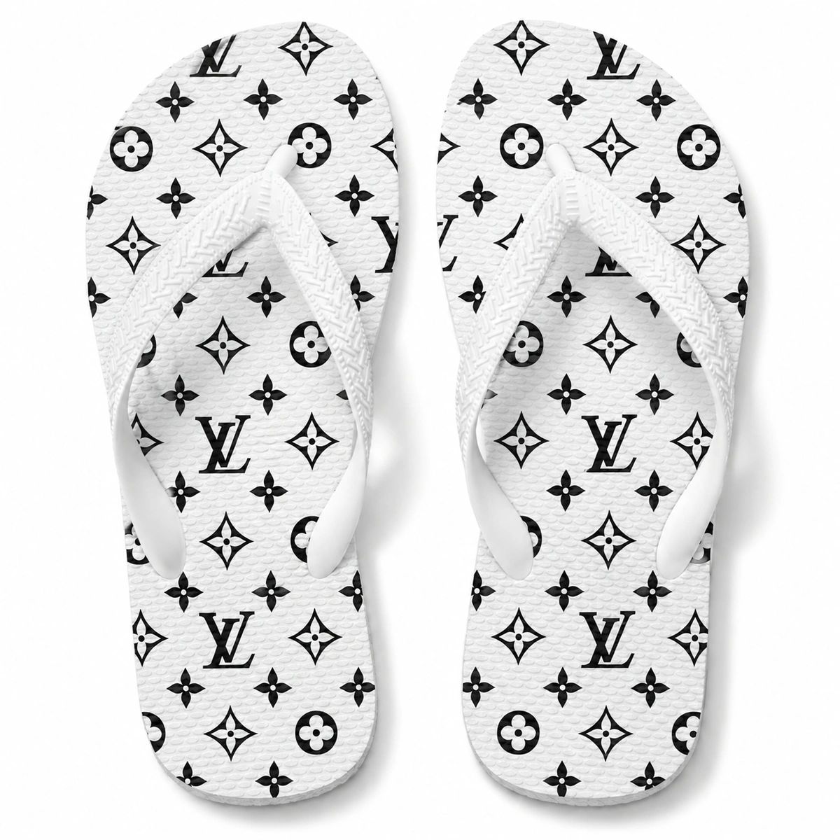 Chinelo Feminino LV Black White