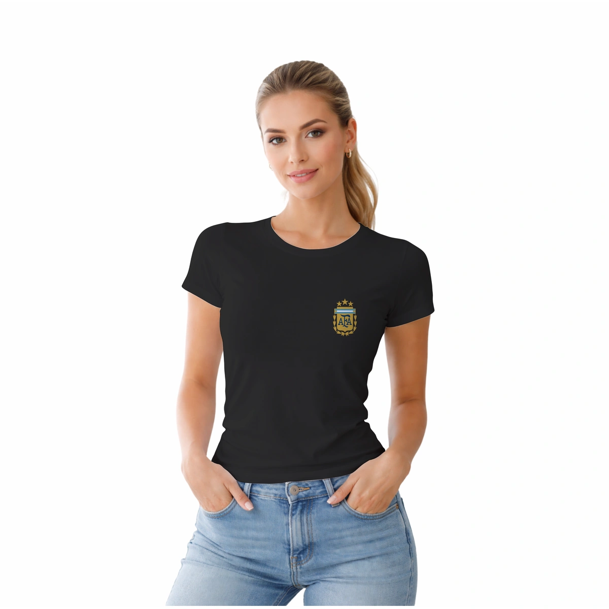 Camisa Feminina Baby Look Escudo Argentina - Imagem 11
