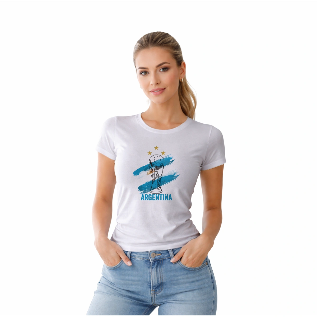 Camisa Feminina Baby Look Taça Argentina - Imagem 3