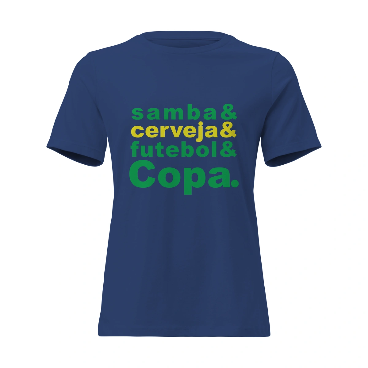 Camisa Feminina Baby Look Samba e Cerveja e Futebol e Copa