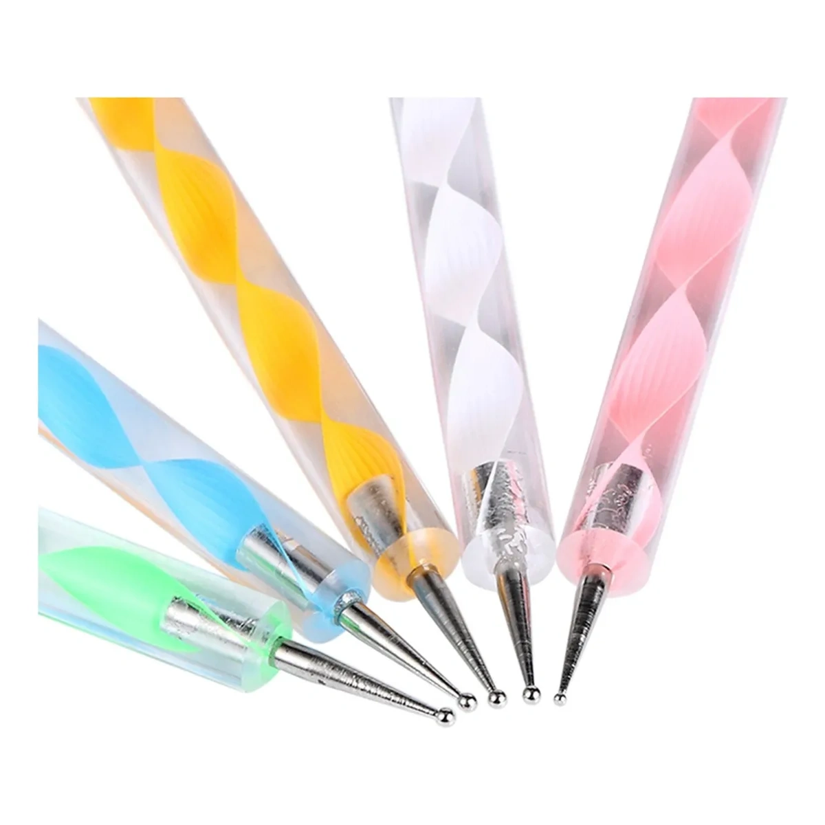 Kit Boleador 5 Pinceis Ponta Dupla Decoração Unha Nail Arts - Imagem 3