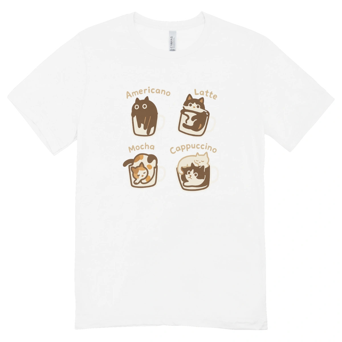Camisa Feminina Baby Look Coffee Cats