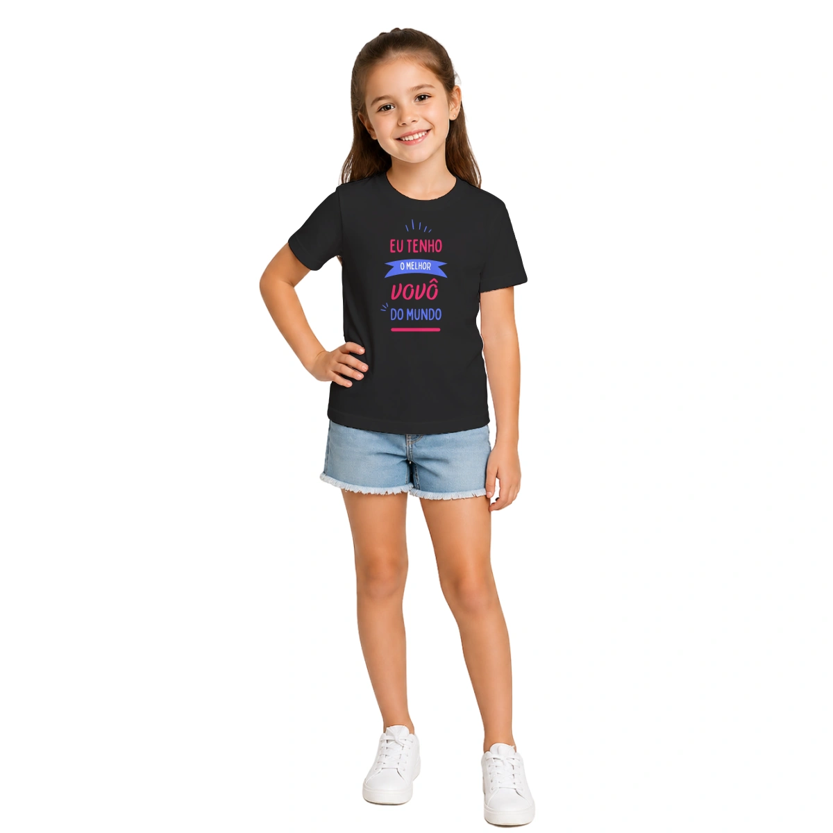 Camiseta Infantil Menina Dia dos Avós Eu Tenho o Melhor Vovô do Mundo - Imagem 9