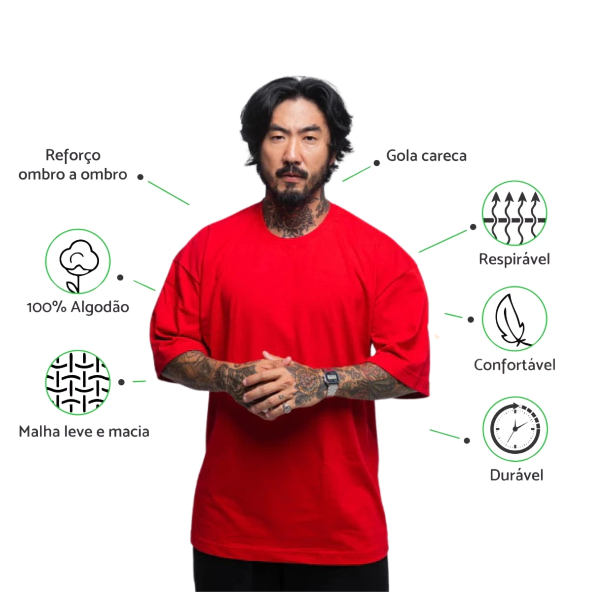 Camiseta Masculina Oversized Básica 100% Algodão Premium Alta Qualidade - Imagem 16