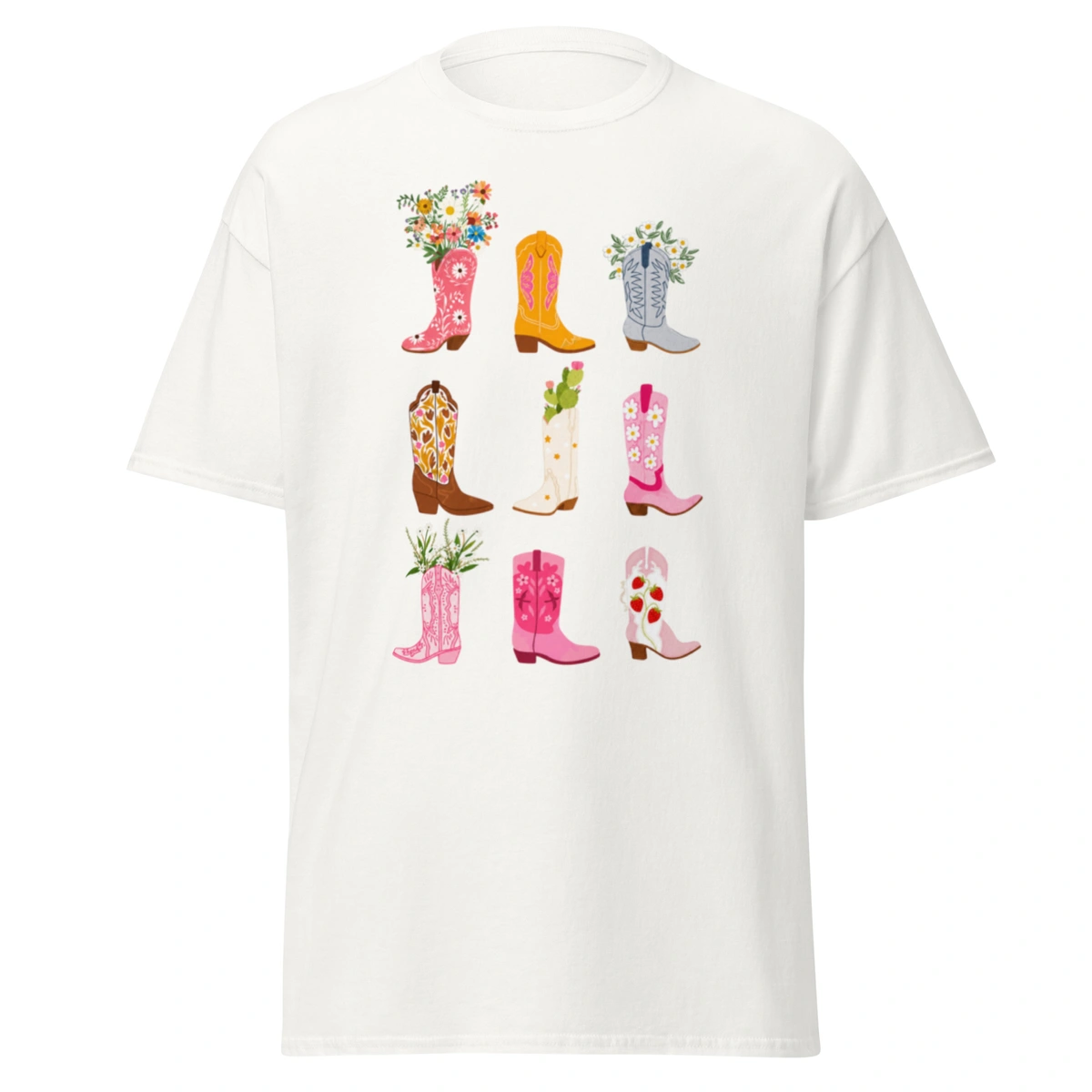 Camisa Feminina Baby Look Botas da Primavera